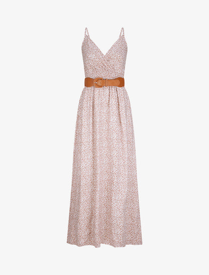 Robe longue à imprimé pivoines - Blanc - 1