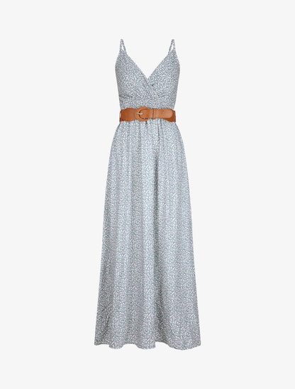 Robe longue à imprimé pivoines - Vert d&