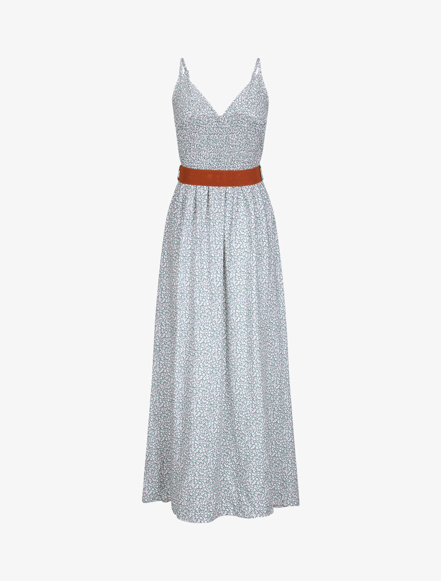Robe longue à imprimé pivoines - Vert d&