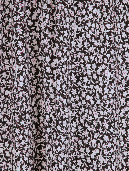 Robe longue à imprimé pivoines - Noir - 4