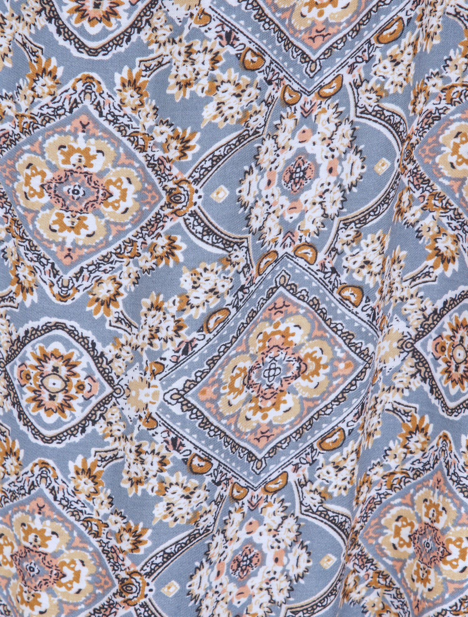 Robe longue imprimée baroque et détail brodé - Bleu - 3