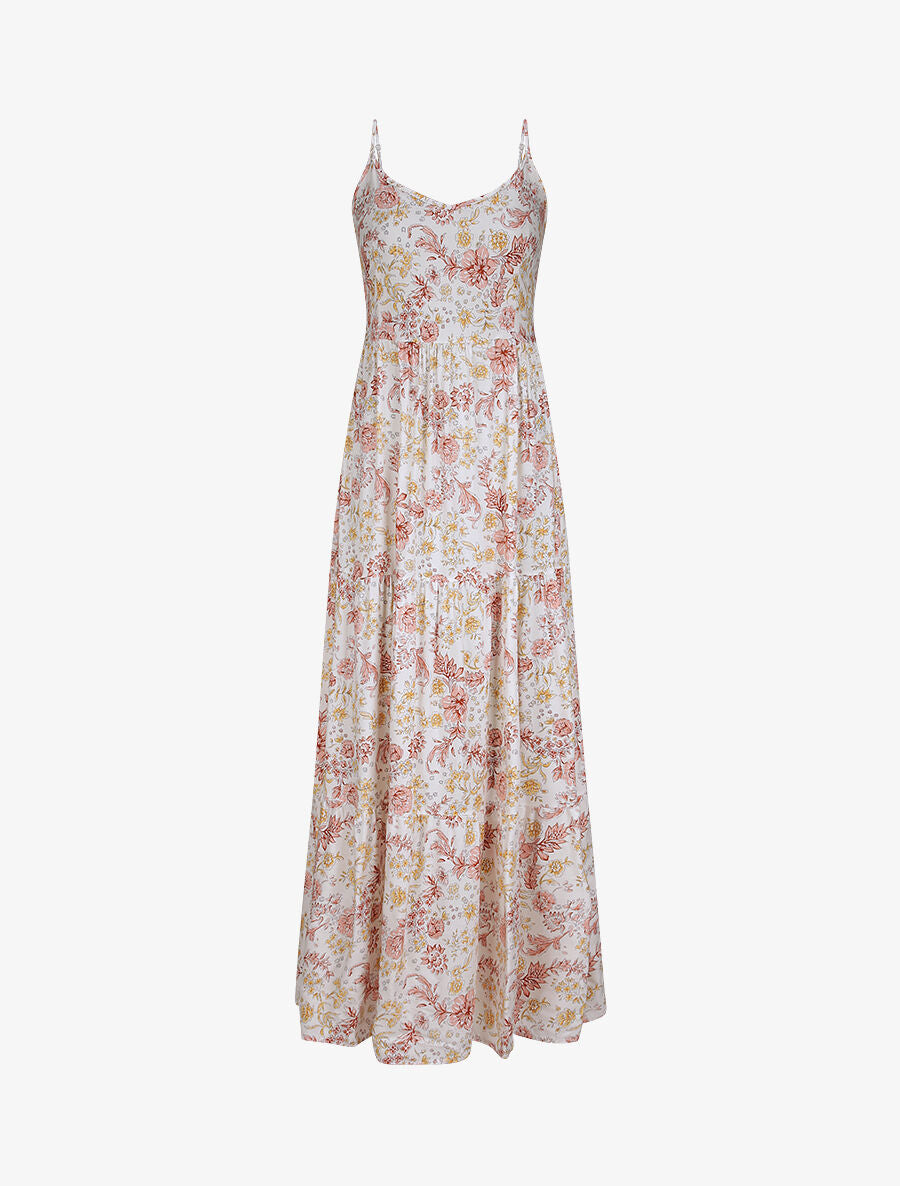 Robe longue à imprimé fleuri - Blanc - 5