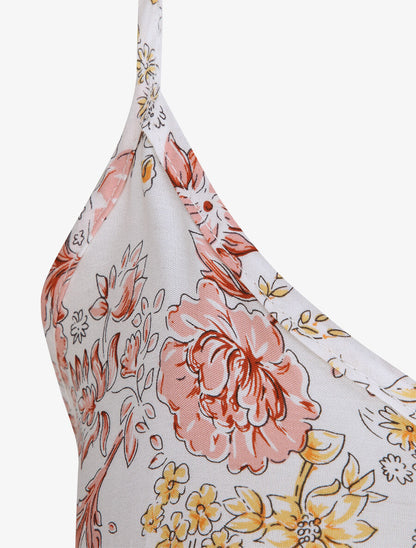 Robe longue à imprimé fleuri - Blanc - 3