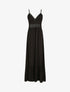 Robe longue à col V en dentelle - Noir - 5