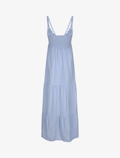 Robe longue empire à col V en dentelle - Bleu ciel - 2