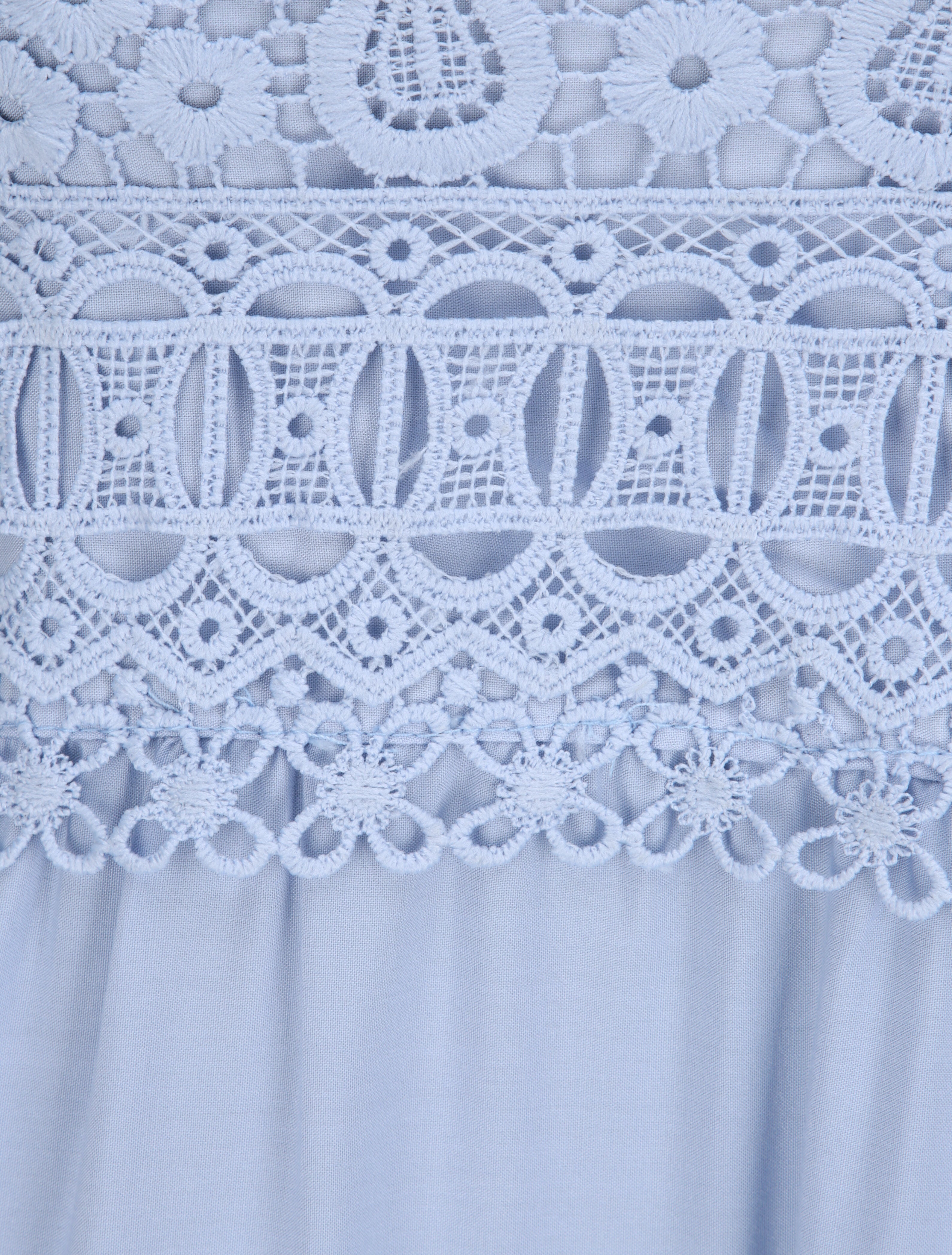 Robe longue empire à col V en dentelle - Bleu ciel - 3