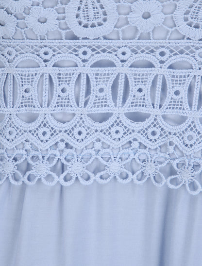 Robe longue empire à col V en dentelle - Bleu ciel - 3