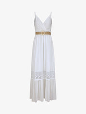Robe longue cintrée coupe empire - Blanc - 4