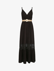 Robe longue cintrée coupe empire - Noir - 4
