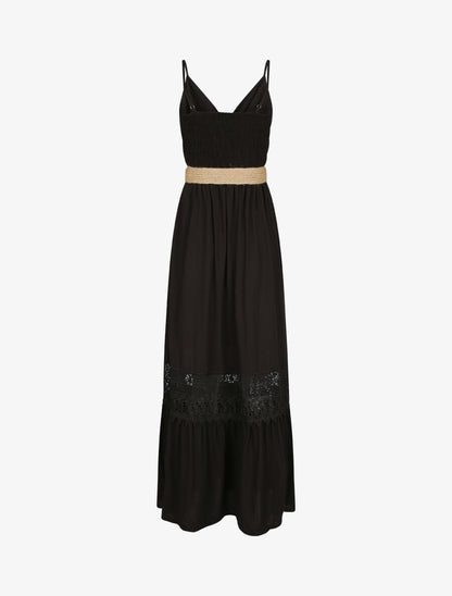 Robe longue cintrée coupe empire - Noir - 2