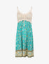 Robe constratée imprimé floral et graphique - Vert - 1