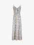 Robe longue imprimé multi-fleurs coupe empire - Blanc - 1