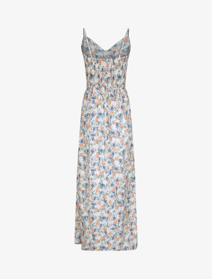 Robe longue imprimé multi-fleurs coupe empire - Blanc - 2
