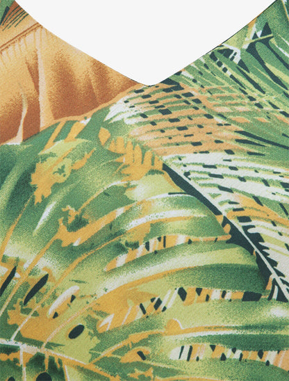 Top imprimé feuilles de palmiers et bananiers - Jaune - 3