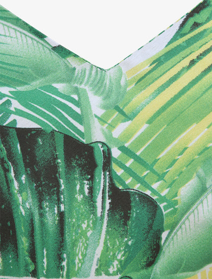 Top imprimé feuilles de palmiers et bananiers - Vert - 3