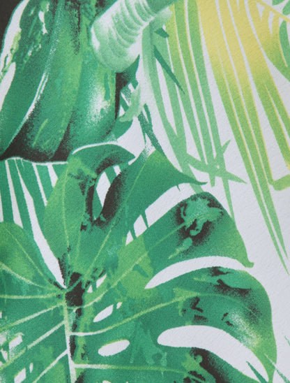 Top imprimé feuilles de palmiers et bananiers - Vert - 4