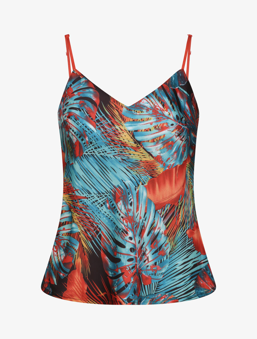 Top imprimé feuilles de palmiers et bananiers - Orange - 1