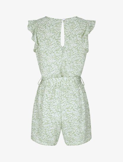 Combishort à imprimé fleuri - Vert - 2