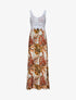 Robe longue imprimé feuilles exotiques et crochet - Beige - 4