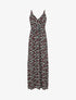 Robe longue cintrée imprimée petites fleurs printanières - Noir - 1