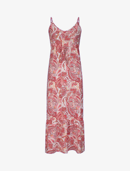 Robe longue empire imprimé cachemire à bretelles - Rose - 1