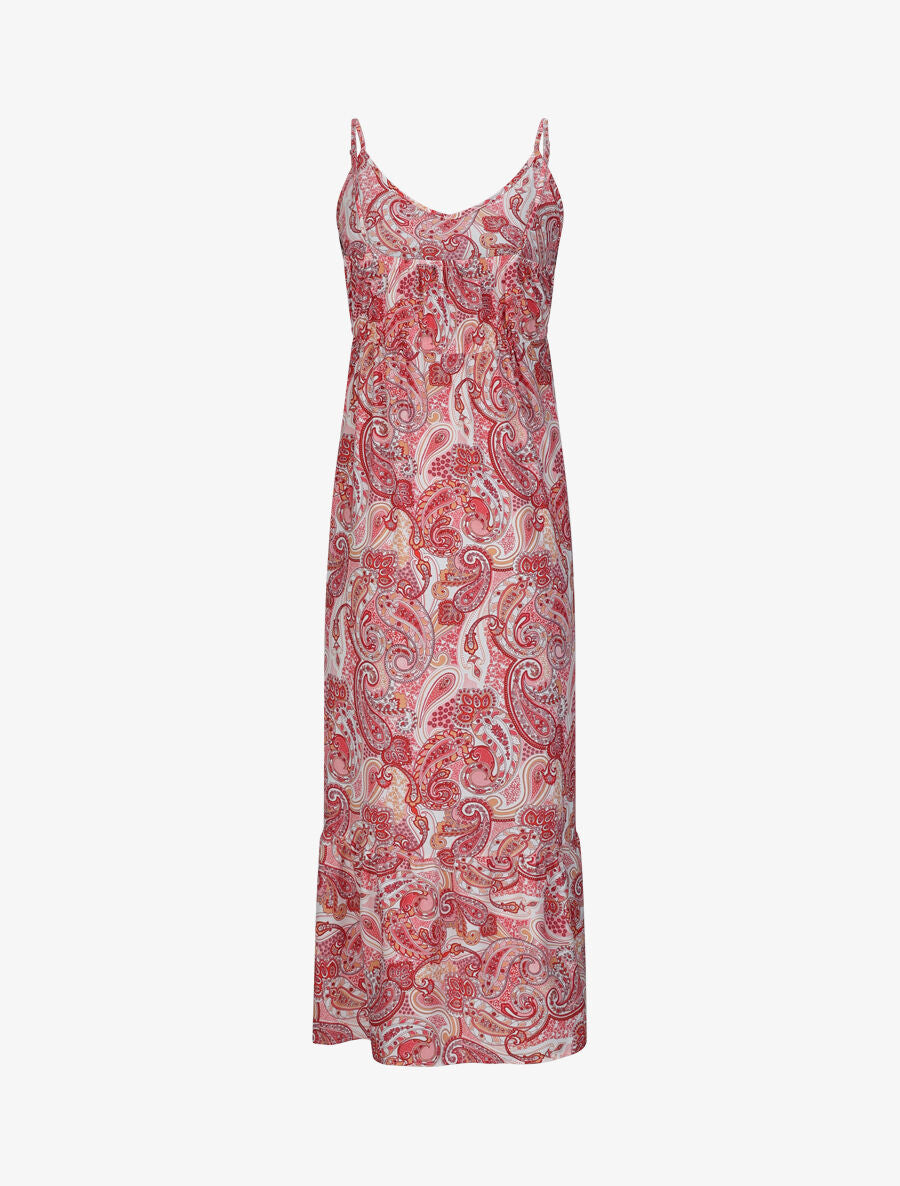 Robe longue empire imprimé cachemire à bretelles - Rose - 2