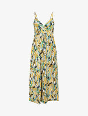 Robe longue cintrée imprimé grandes fleurs - Marine - 4
