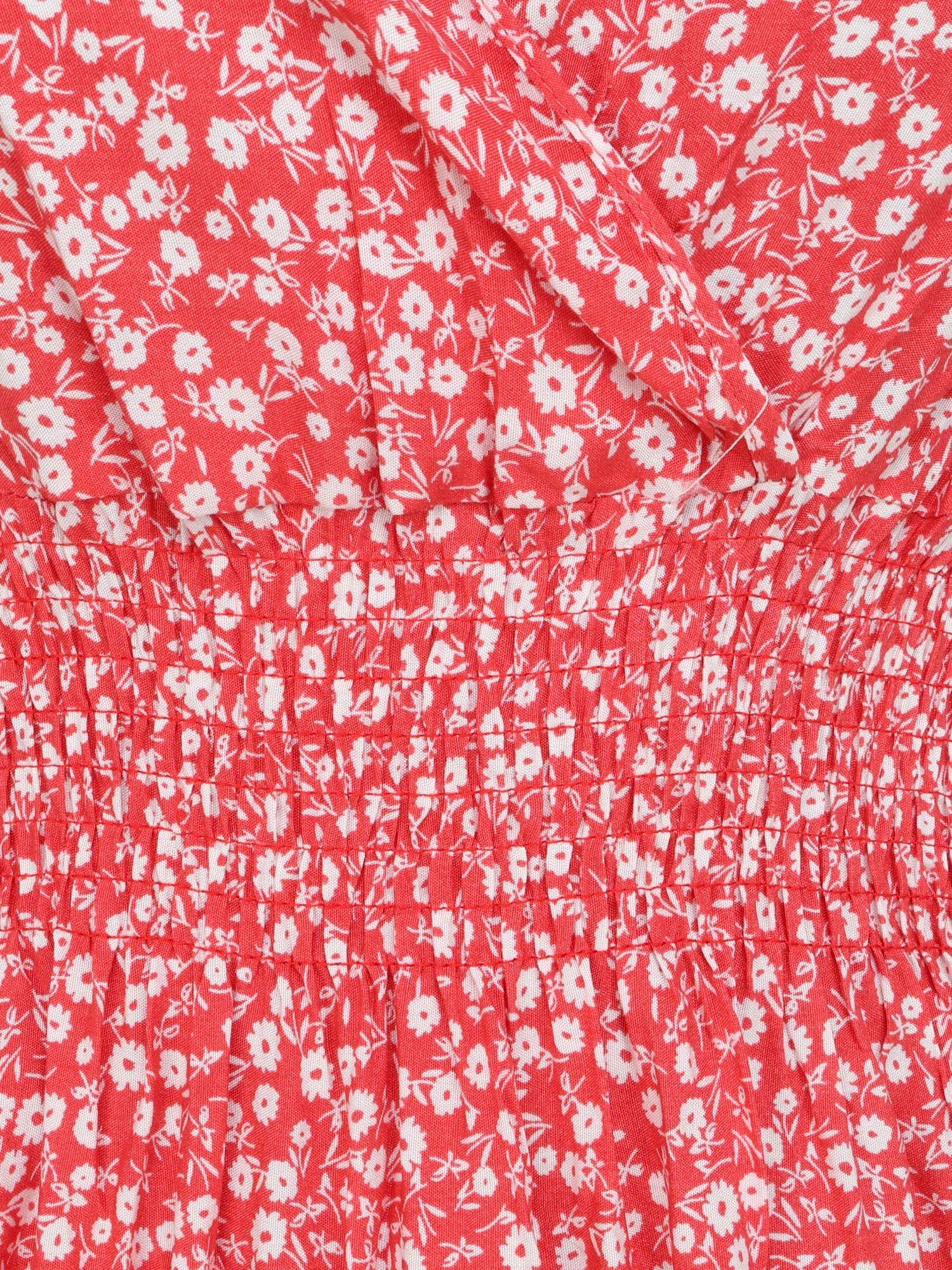 Robe longue cintrée imprimé petites fleurs - Rouge - 3