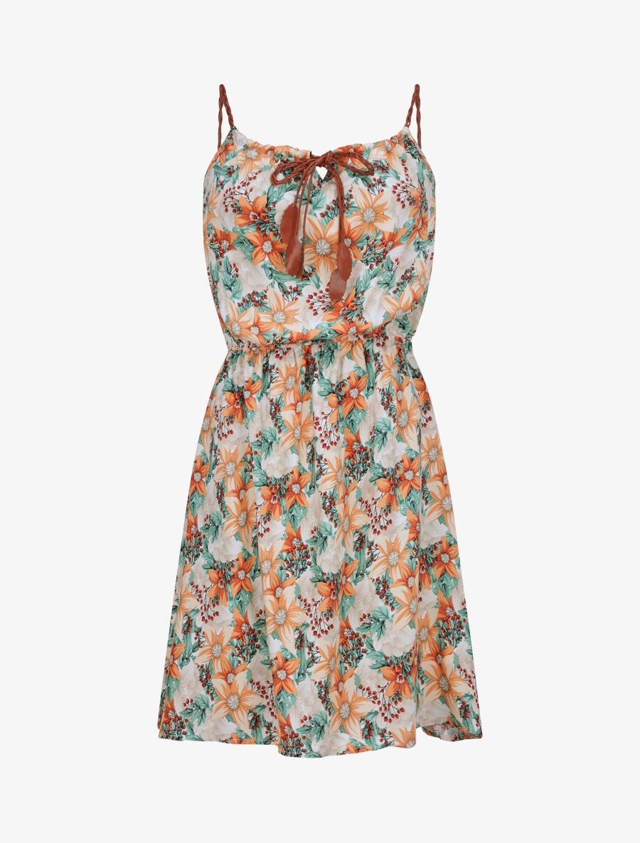 Robe patineuse à imprimé multi-fleurs - Vert - 1