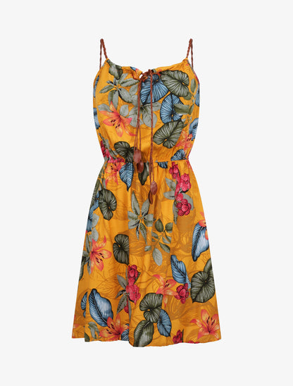 Robe patineuse à imprimé feuillage - Jaune - 5