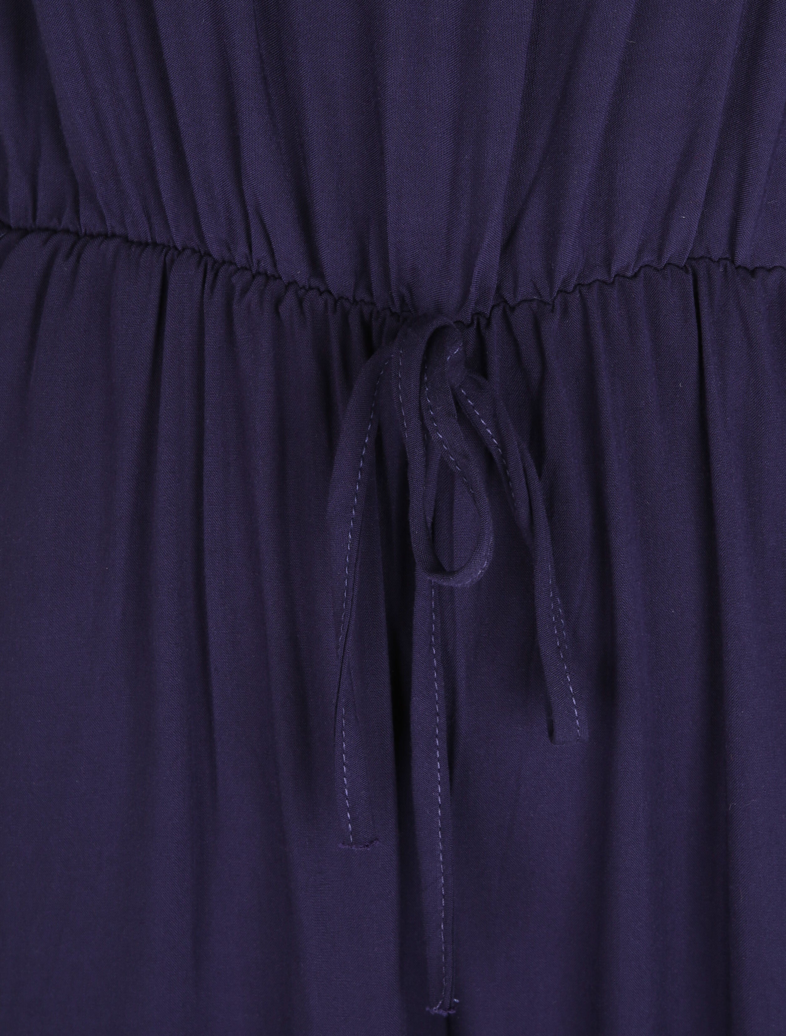 Combinaison fluide à col en dentelle - Marine - 3