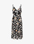 Robe longue cintrée imprimé fleurs - Noir - 1