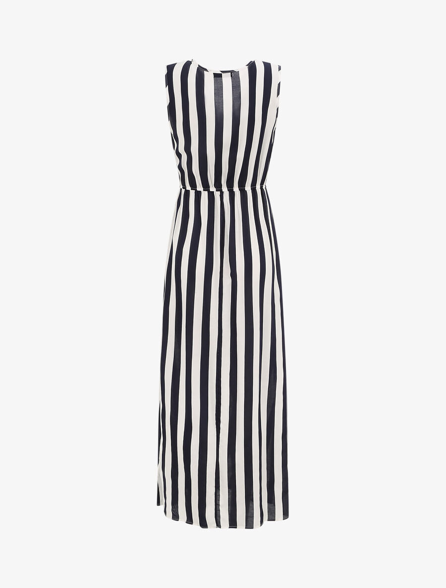 Robe longue empire imprimé rayé - Marine - 2