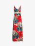 Robe longue empire imprimé végétal à bretelles tressées - Rouge - 1