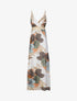 Robe longue empire imprimé végétal à bretelles tressées - Écru - 5