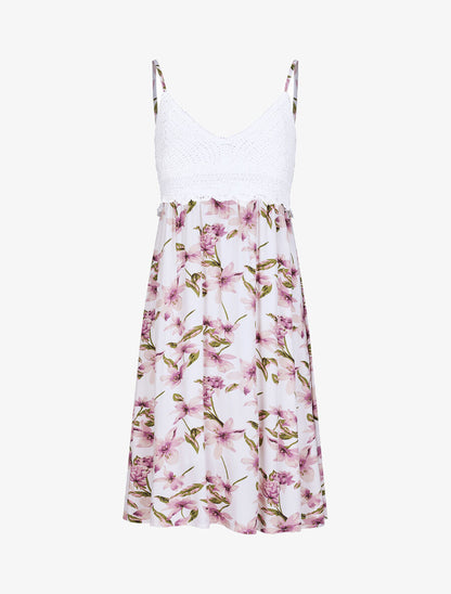 Robe à buste en crochet - Blanc - 5