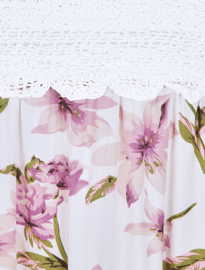 Robe à buste en crochet - Blanc - 3