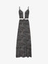 Robe longue patineuse à col dentelle et imprimé moucheté - Noir - 1