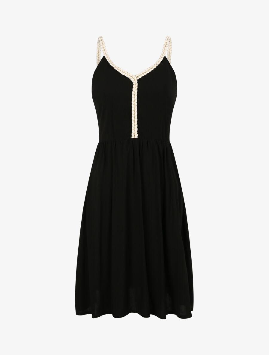 Robe à bretelles style cordes - Noir - 1