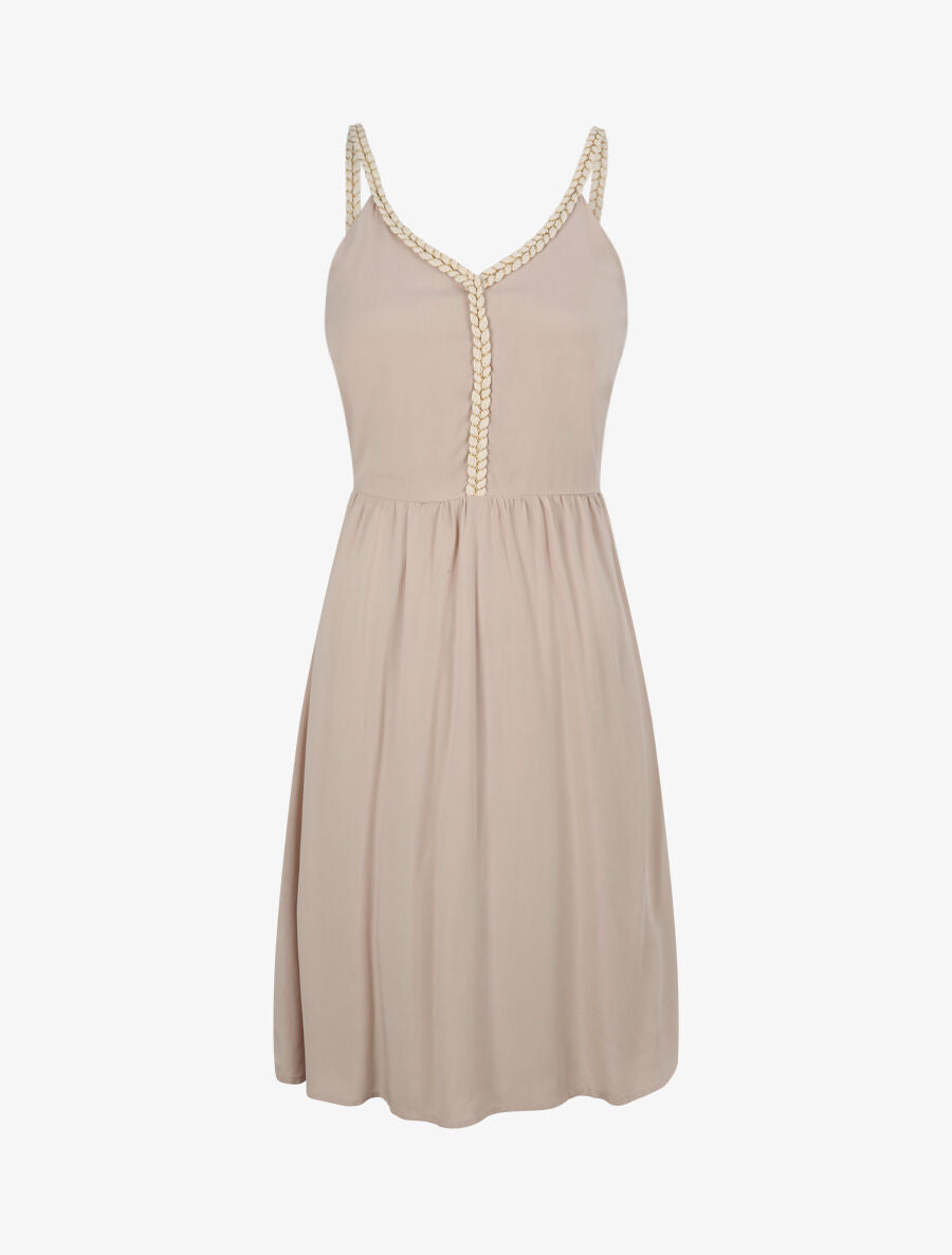 Robe à bretelles style cordes - Beige - 1