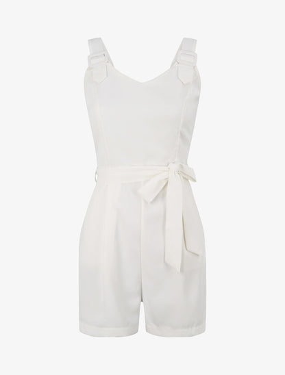 Combishort fluide unie - Blanc - 1