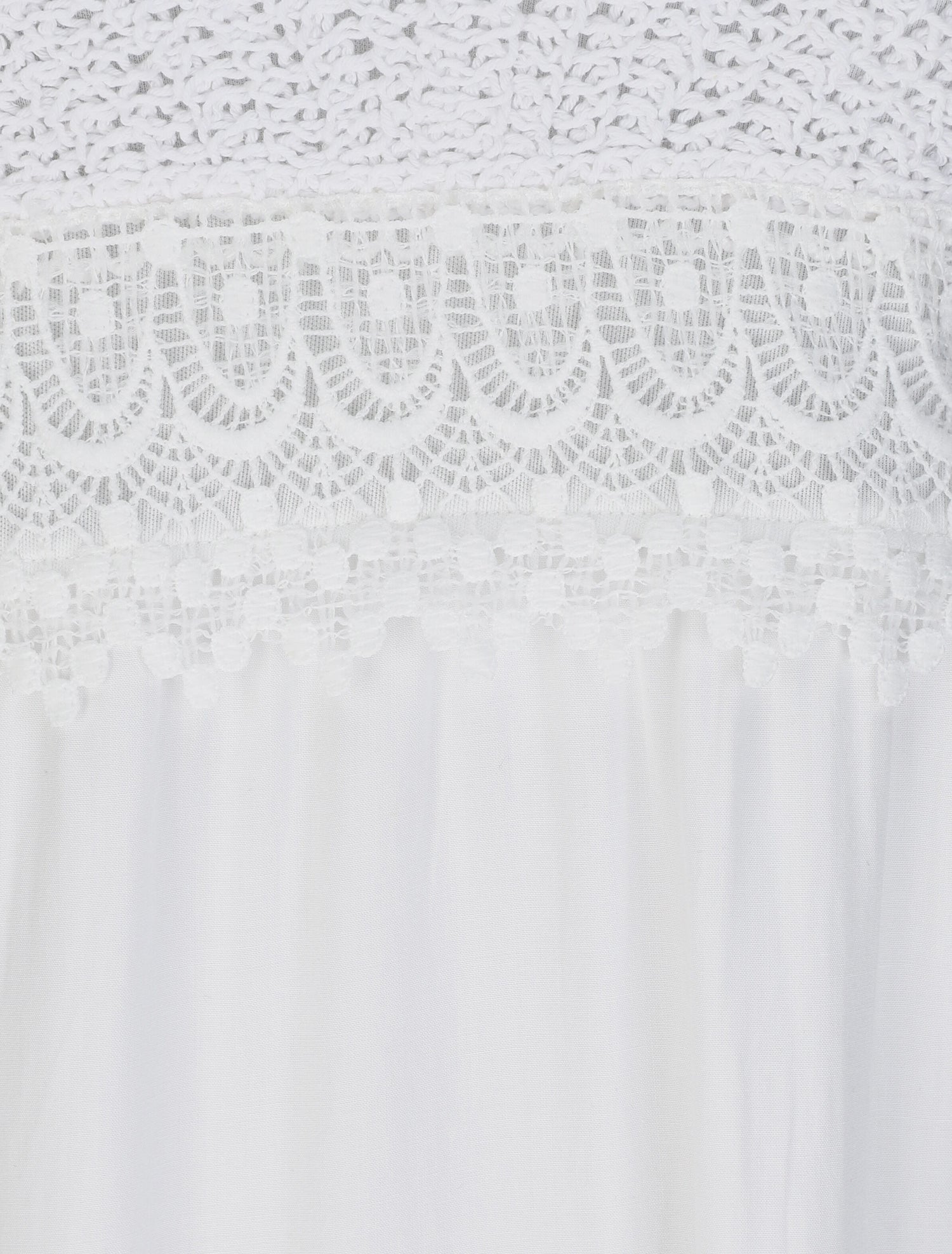 Robe longue empire unie à buste en crochet - Blanc - 3