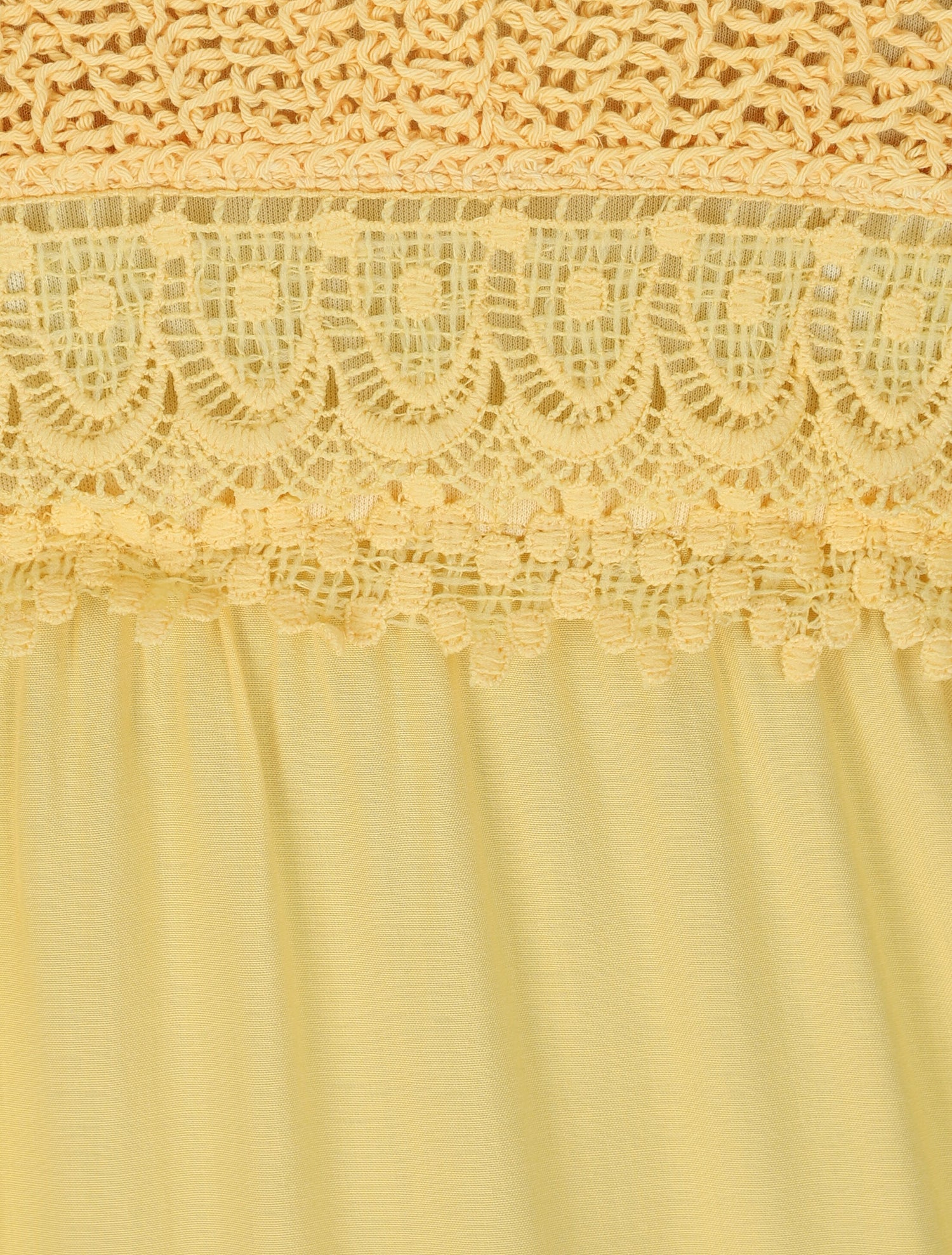 Robe longue empire unie à buste en crochet - Jaune - 3