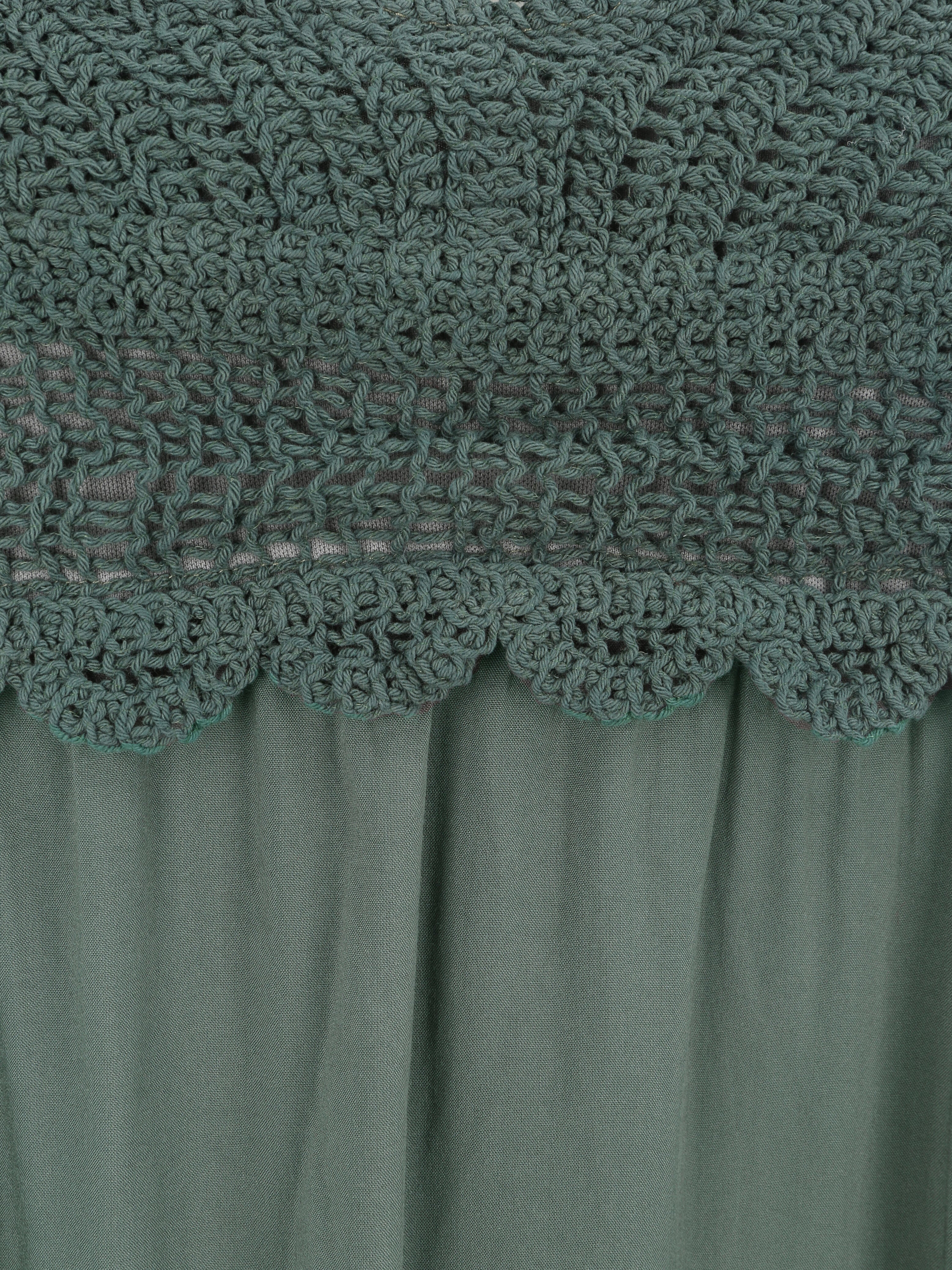 Robe à col V à détail crochet - Kaki - 3