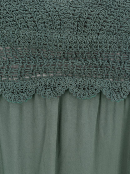 Robe à col V à détail crochet - Kaki - 3
