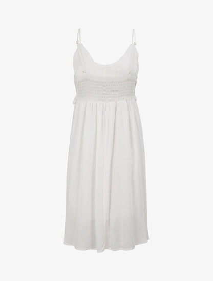 Robe à col V à détail crochet - Blanc - 2