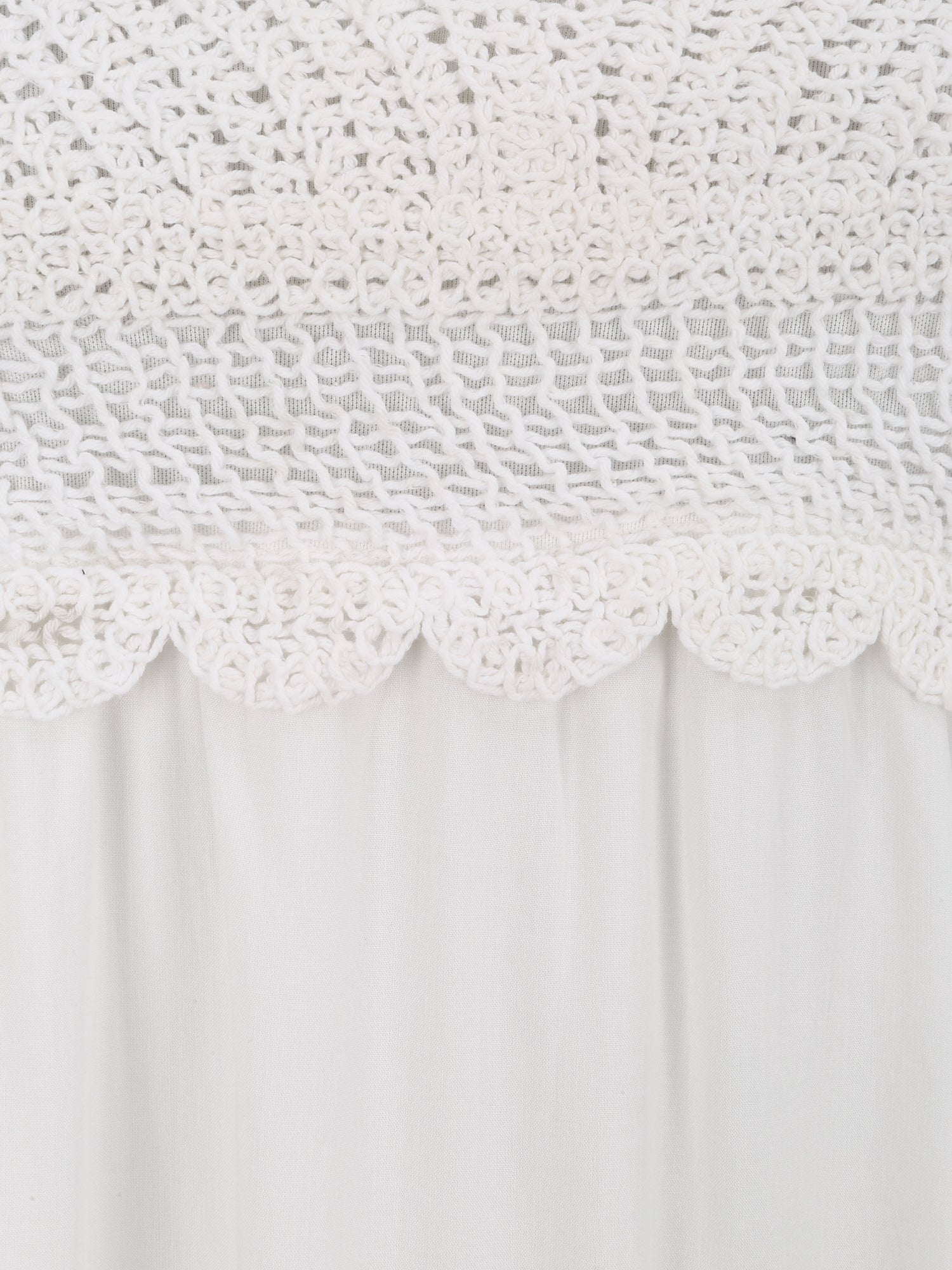Robe à col V à détail crochet - Blanc - 3