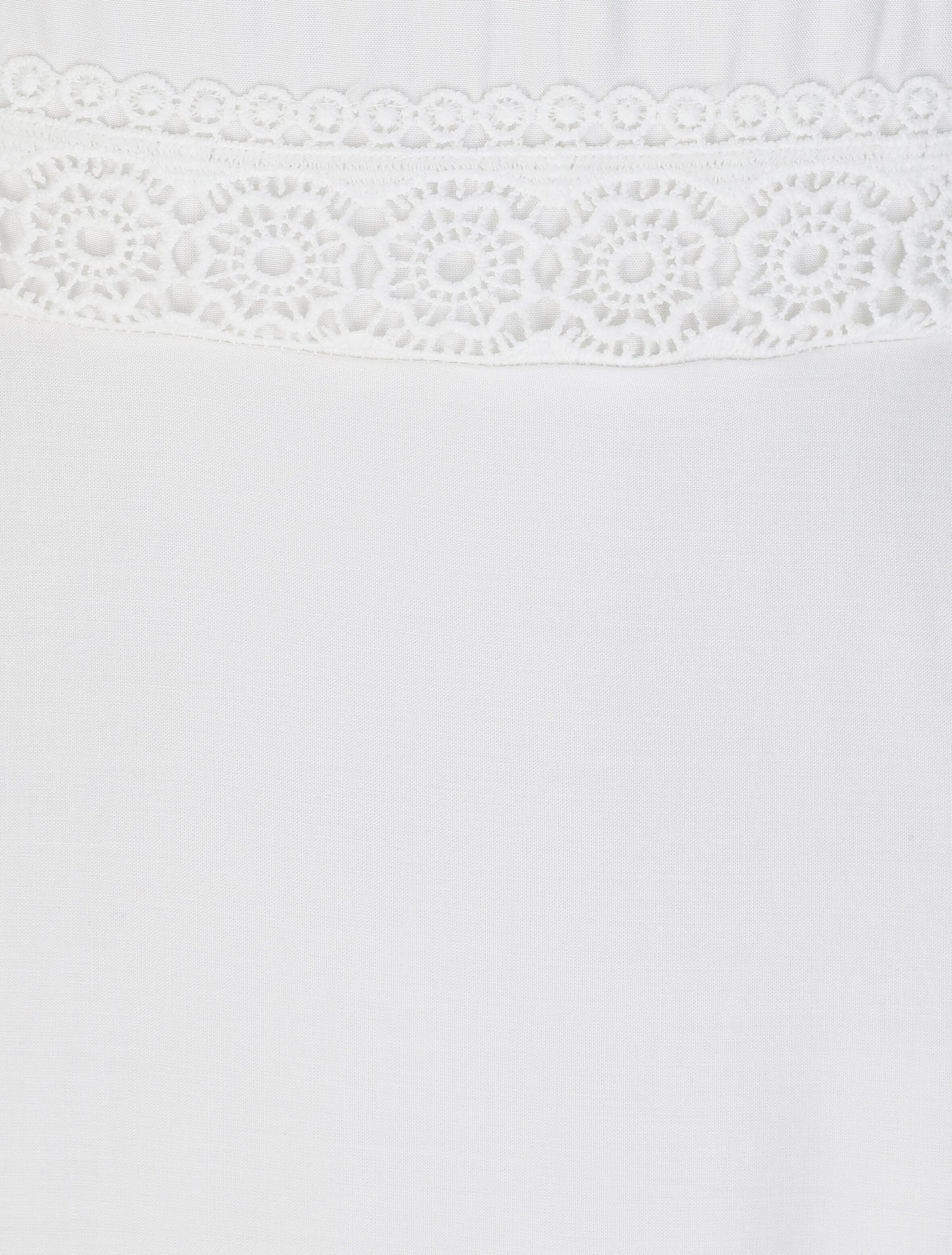 Robe longue évasée unie à taille en crochet - Blanc - 3
