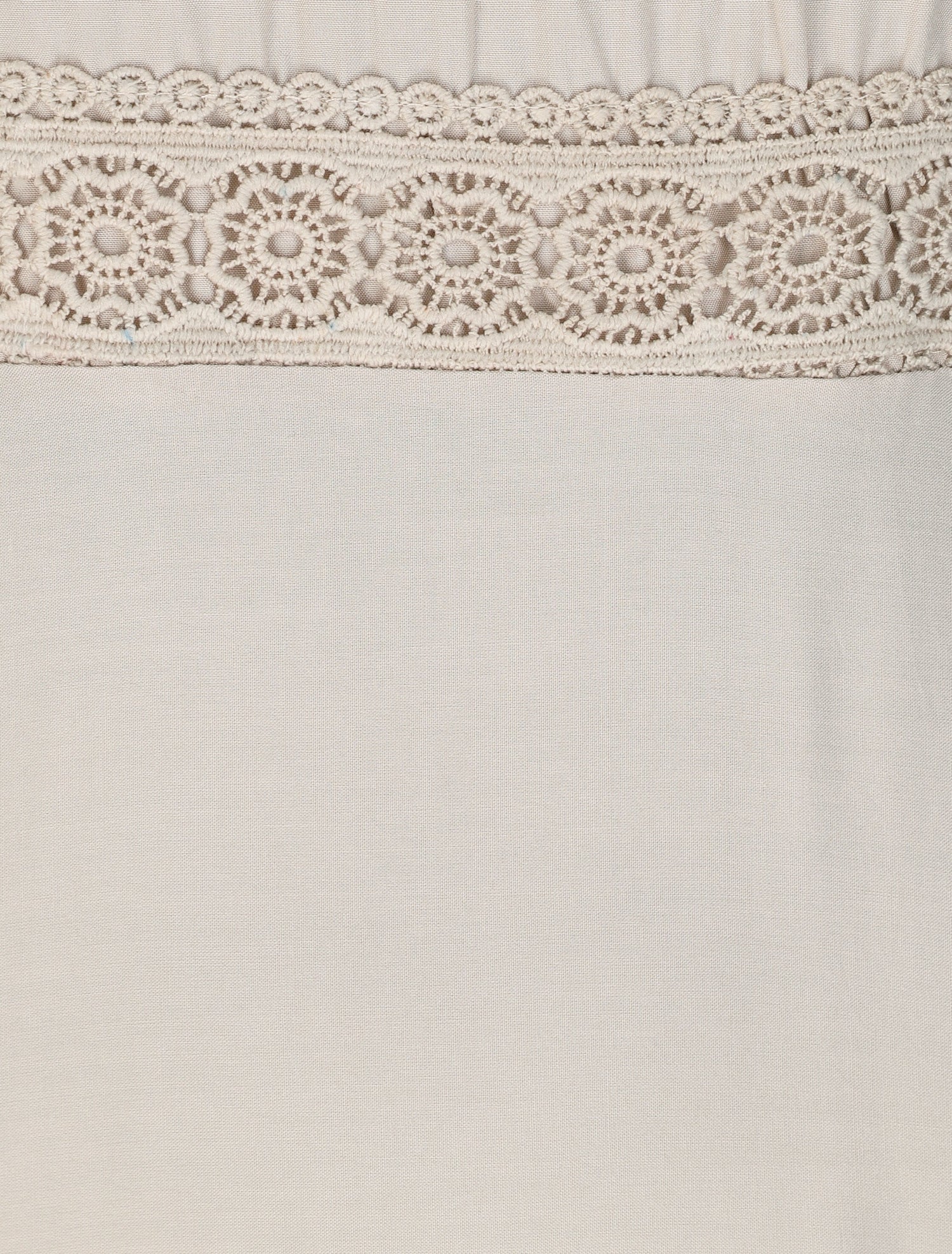 Robe longue évasée unie à taille en crochet - Beige - 3