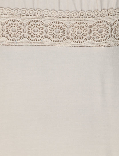 Robe longue évasée unie à taille en crochet - Beige - 3